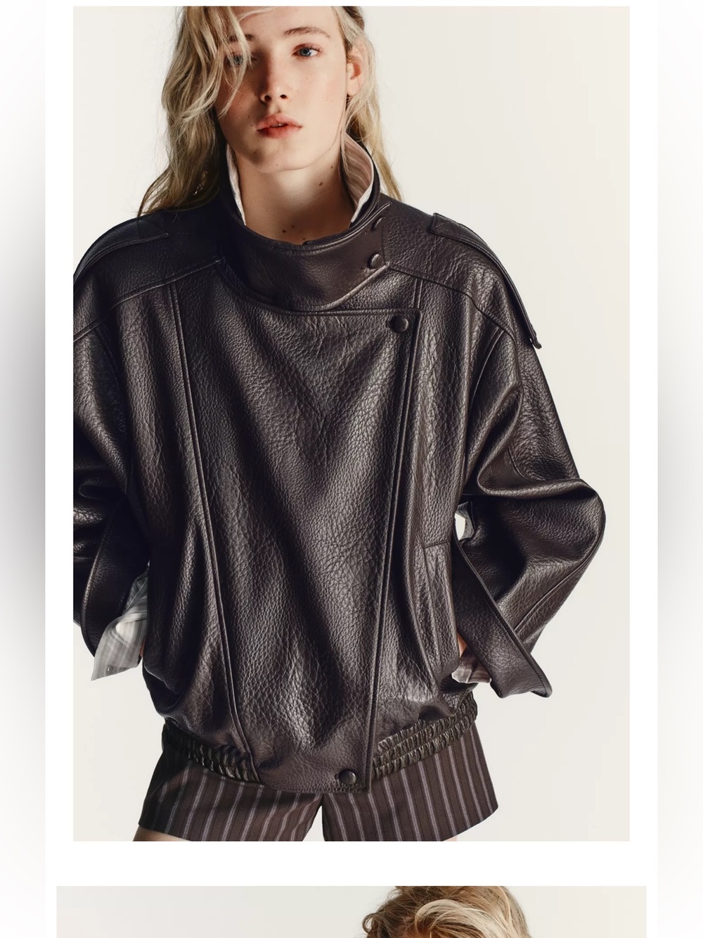 Zara funnel neck viral faux leather jacket M 1255/882/700